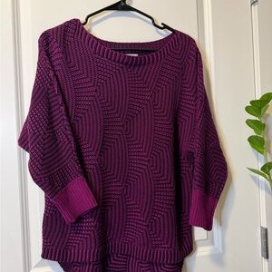 Dana Buchman Textured Knit Sweater - Rich Purple